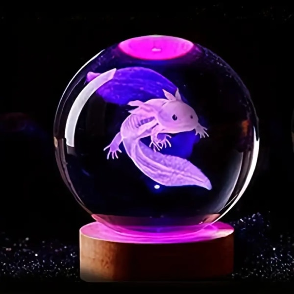1 st 3D kristallkula lampa, flerfärgat nattljus, skicka till flickvän Klasskamrat Hustru Barn Kreativ födelsedagspresent heminredning（8CM）
