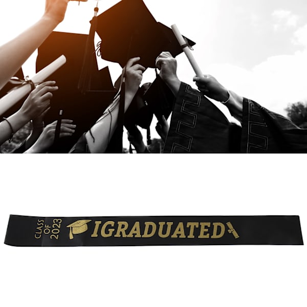 10 stk. Graduation Sash Class of 2023 Stole med guldglitterbogstav I Graduated til fest