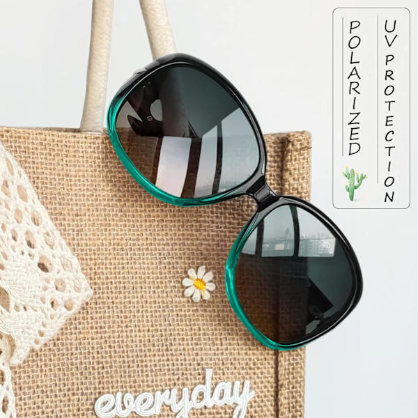 Jackie Solglasögon Överdimensionerade Nyanser för Kvinnor Trendiga Stora Rektangulära Solglasögon UV-skydd Solglasögon gradient Green