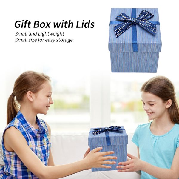 4 st presentförpackningar med lock 3,9x3,7x3,9 tum presentförpackningar för bröllop jul födelsedag alla hjärtans dag Blue