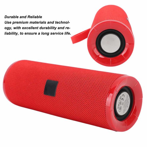 Bluetooth-kaiutin, punainen, langaton, kannettava, kompakti, USB-lataus, woofer-kaiutin kotiin ja ulkotiloihin