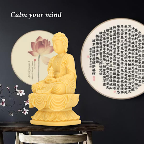 Buddha Statue Ornamenter Syntetisk Resin Skulptur Håndværk Bil Hjem Dekorationer 10CM