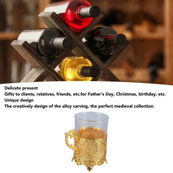 Legeret glas ølkrus Matal ølkop samleobjekt dekorativt whiskykrus drikkekrus til fars dag julefødselsdag Golden