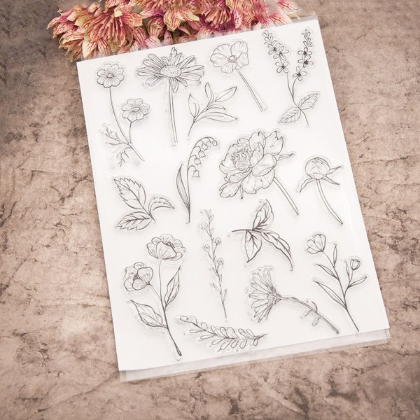 10 stk gjennomsiktige stempler utsøkte dekorative gjenbrukbare blomsterblad gjennomsiktige stempler for kortlaging håndverk scrapbooking journal DIY-dekorasjon