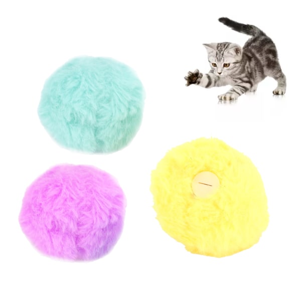 Fluffig kattleksak Mjuk och interaktiv leksaksboll för kattjakt för kattträning