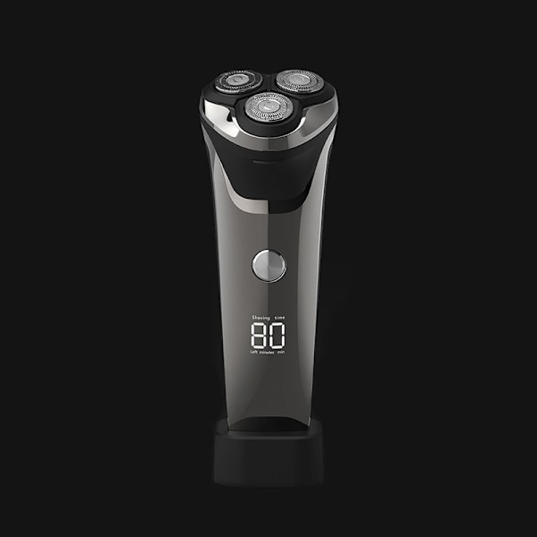 Digital Elektrisk Rakapparat för Män Vattentät Sladdlös Torr Våt Reseskägg Rakapparat Med Pop Up Sidoburns Trimmer, USB Laddningsbar（Silvery）