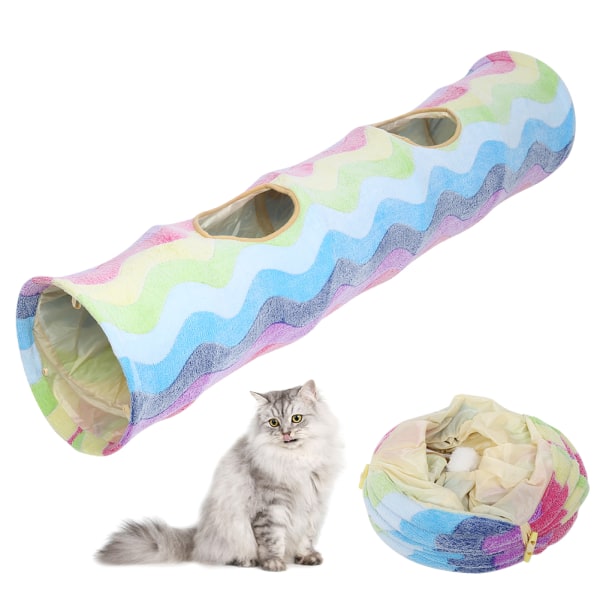 Klut fargerik regnbuering papir Ripebestandig sammenleggbar kattetunnelrør Leker Skjuler lekeFargerik