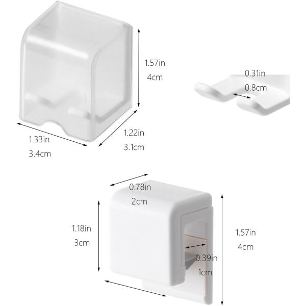 2 st vita tandborsthållare väggmonterad med lock, tandborsthållare för sovsal, självhäftande tandborsthållare, för badrum, dusch, C B