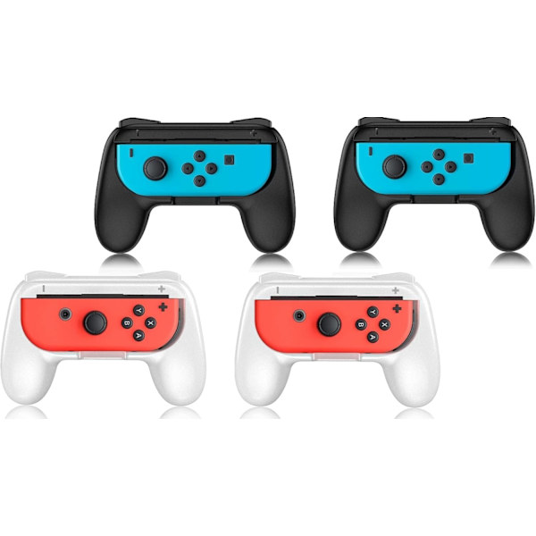 4-pack grepp kompatibel med Nintendo Switch för Joy-Con & OLED-modell för Joycon, slitstarkt handtagskit kompatibelt med Joy-Cons-kontroller Black/White
