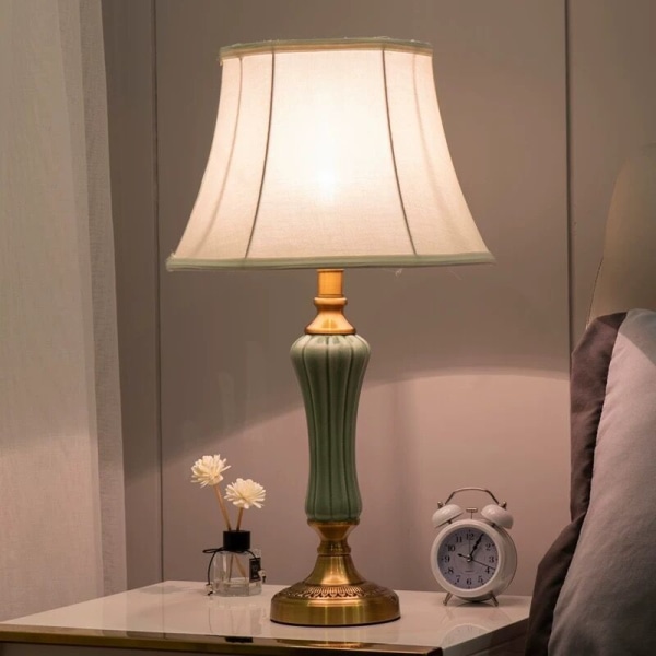 Amerikansk bordslampa vintage dekorativ keramisk sänglampa