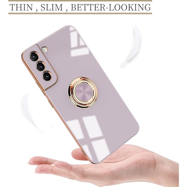 Kompatibelt skal för Samsung Galaxy S21 FE med ringhållare och stativ [med magnet] Mjukt TPU Stötsäkert Elektropläterat Skyddande Ph