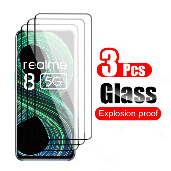 HD-glas för Realme 5i härdat skyddsglas skärmskydd heltäckande Cover Silkeslen