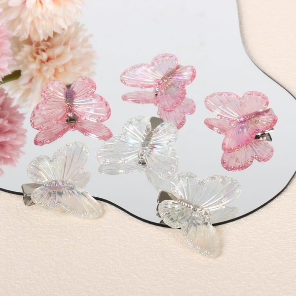 30 stk. Sommerfugl Hårtang Klemmer Mini Små Søde Klemmer Hår Tilbehør til Piger og Kvinder Gennemsigtig Farve Hår Klemmer Klemmer Hår Tilbehør small butterfly-white,pink