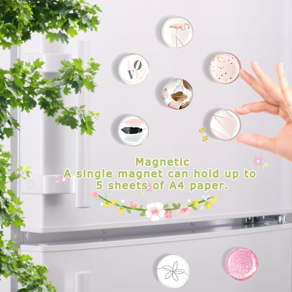 12-osainen kristallilasi jääkaappimagneettisetti - Premium marmoriset koristeelliset magneetit kotiin, toimistoon ja askartelupinnoille pink