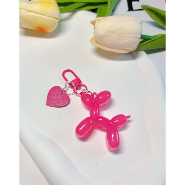 Jelly Ballong Hund Design Nyckelring, Söt Tjej Nyckelring, Bil Nyckelring Tillbehör rose red