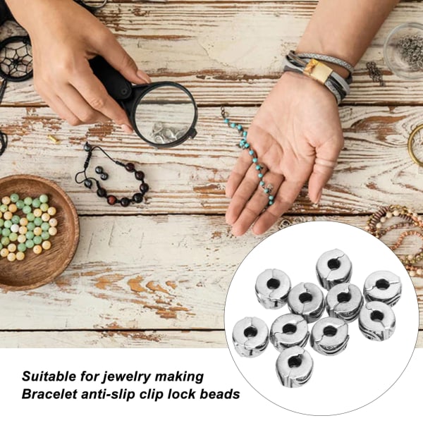 10 stk Clip Lock Beads Antik Sølv Armbånd Skridsikret Positioning Clip Spænde Perler DIY Håndlavet smykketilbehør type 2