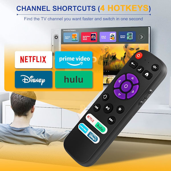 Ersättningsfjärrkontroll endast för Roku TV, kompatibel med TCL Roku/Sharp Roku/Insignia Roku/Onn Roku/Element Roku/Westinghouse Roku/Philips Roku Sma