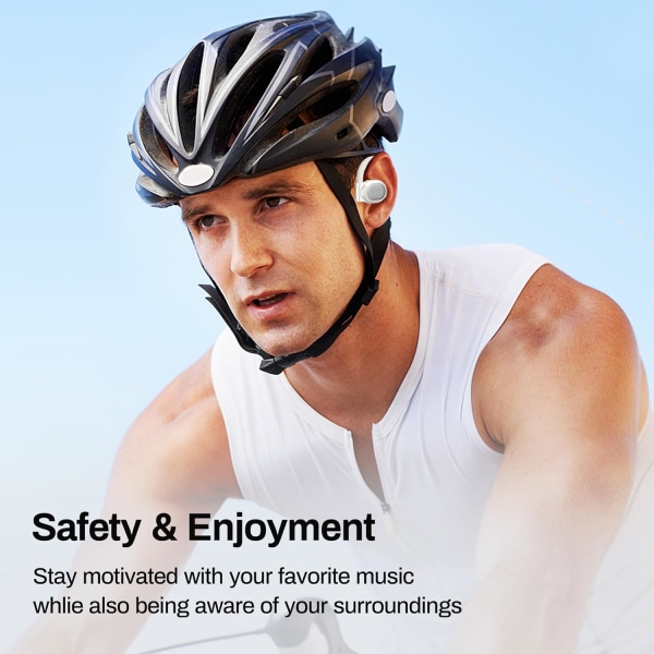 Åpne øre-hodetelefoner Bluetooth 5.3, True Wireless Open Ear Earbuds ENC Clear Talk med 16,2 mm dynamiske drivere 45 timer spilletid Trådløse ørepropper Langvarig White