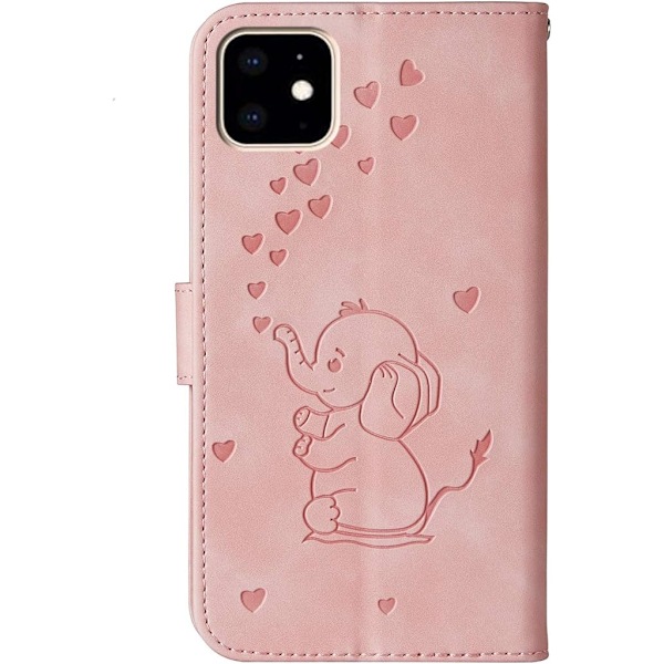 iPhone 11 Pro Puhelin Kotelo, Ihana Elefantti Rakkaus Sydän Sarjakuva Kuvio Korttipaikalla, Taitettava Jalusta, Magneettinen Kääntökansi, Yhteensopiva
