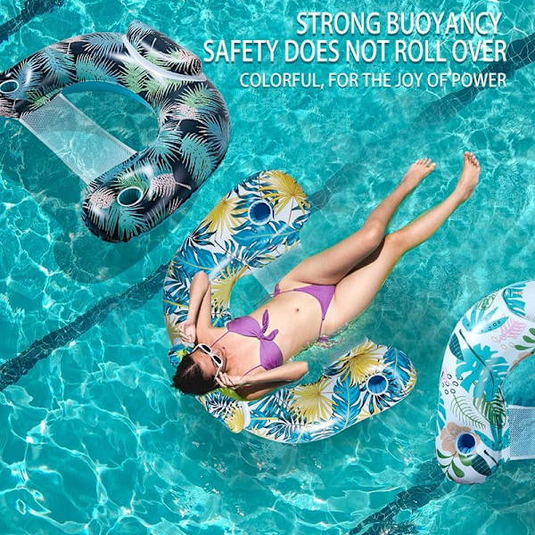 Premium Pool Lounge Flyt för Vuxna - Bekväm Uppblåsbar Stol med Mugghållare & Nackstöd, Viktigt för Sommarpoolpartyn, Vit white