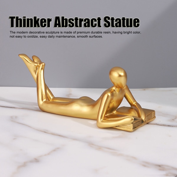 Thinker Sculpture Modern Abstract Thinker Statue Hallway Desk Living Room Resin Reader Style Ornament Reader
