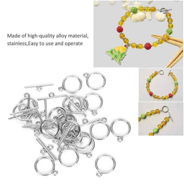 100 sæt Toggle-låse i legering 2mm OT-spænde DIY smykkefremstillingsartikler til halskæde armbånd Silver