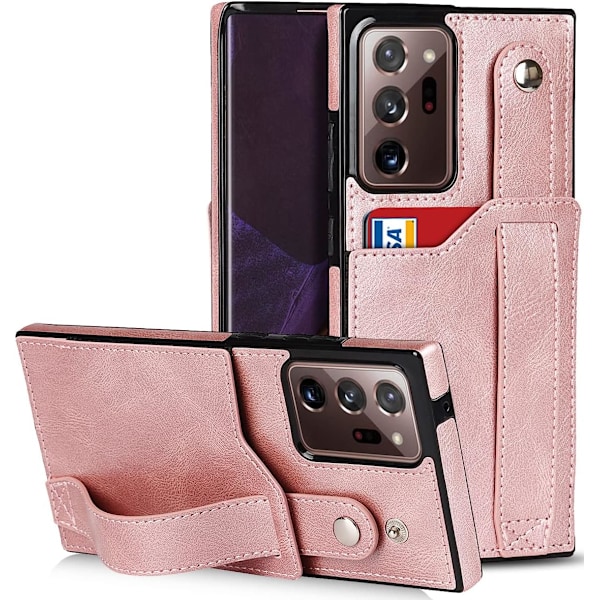 Designad för Samsung Galaxy Note 20 Ultra/Note20 Plus 5G Plånboksfodral med Justerbar Handledsrem Ställ PU Läder Kreditkortsfack