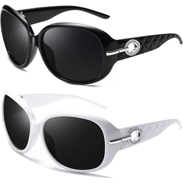 Jackie Solglasögon Överdimensionerade Nyanser för Kvinnor Trendiga Stora Rektangulära Solglasögon UV-skydd Solglasögon Black & White Black