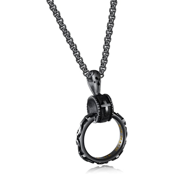 Kors Eternal Ring Vedhæng Halskæde Rustfrit Stål Vedhæng Halskæde til Mænd Kvinder Bedste Ven Halskæder Black