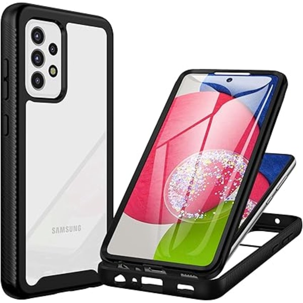 Samsung A53 5G -kotelo, 360° täyssuojaava iskunkestävä suojakuori sisäänrakennetulla näytönsuojalla, läpinäkyvä puskurisuoja, sotilastason suoja