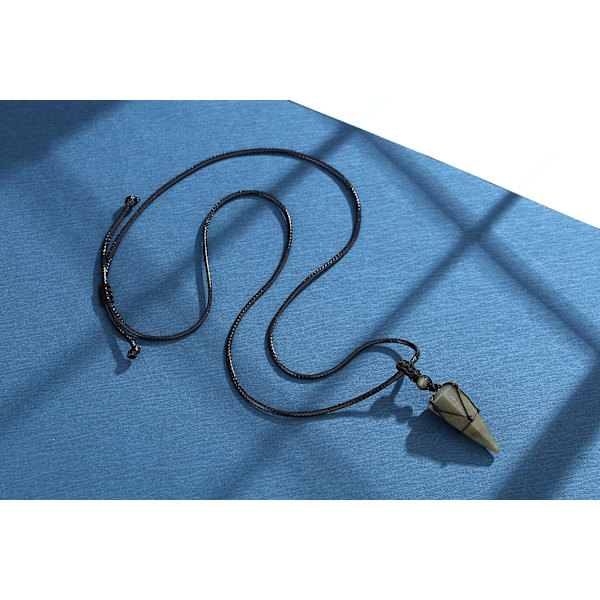 Helende krystalsten spids halskæde justerbar sort reb naturlige ædelsten vedhæng halskæder smykker til mænd kvinder Multi Indian Agate