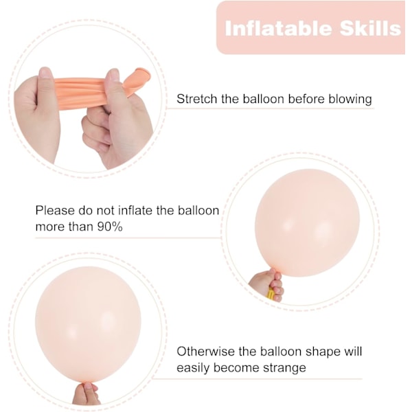 129 stk. Pastelloransje ballonger i latex, ferskenballonger i forskjellige størrelser, 18, 12, 10, 5 tommer, blek oransje ballongbue, girlander til festdekorasjon, bursdag, generelt Pastel Orange