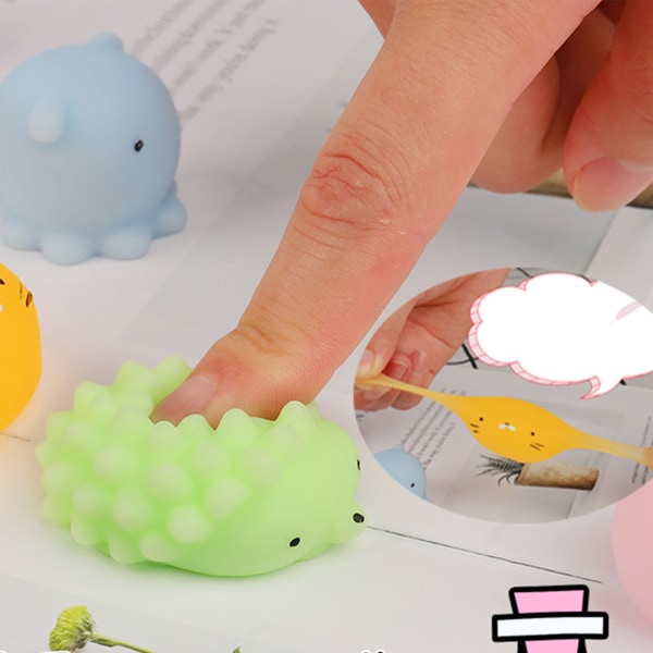 50 st Mini Stress Relief Squeeze Leksaker Färgglada Hög Elasticitet Mjuka Fidget Sensoriska Djurleksaker