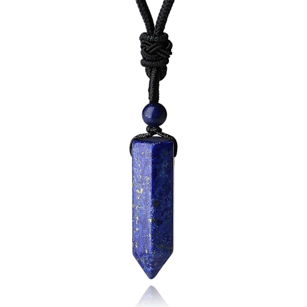 Krystal Halskæde til Mænd Kvinder Justerbar Reb Hexagonal Punkt Healing Krystal Naturlig Sten Vedhæng Halskæder Ædelsten Smykker Blue Lapis Lazuli