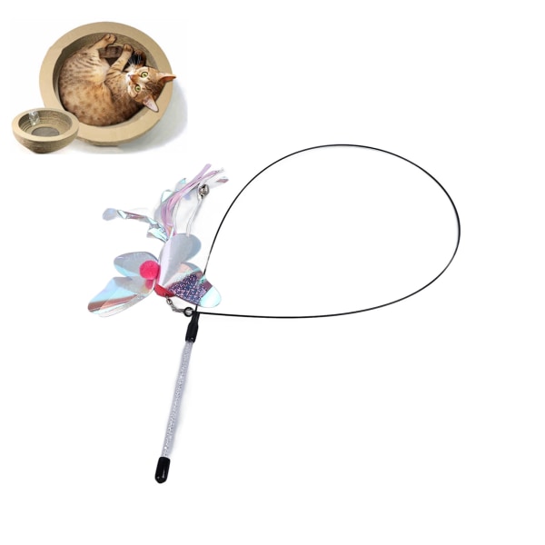 Cat Teaser Wand fleksibelt trådhåndtag Interaktivt Cat Wand-legetøj med levende lokkemad til kattekillinger Butterfly