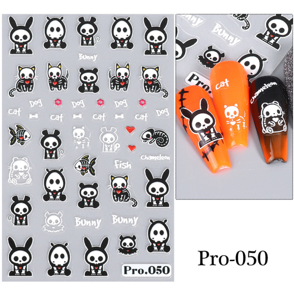 Halloween Nail Patch Partihandel INS Relief Stereo, Ghost Skull Nails, Patch
