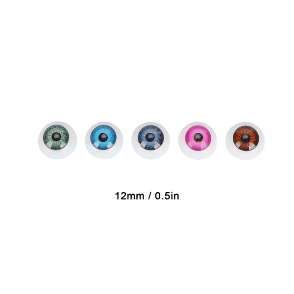 Nuken silmämunat Puolipyöreät muovisilmät Värikkäät tee-se-itse-karhu Käsityöt Materiaalit Halloween-tarvikkeet 100Pcs 12MM
