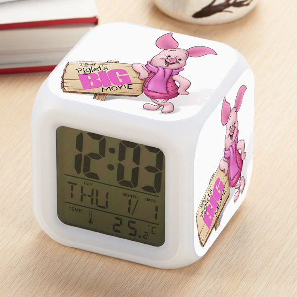 Piggy Big Action Digital LED Mute Luminous Multifunktionell Barn Kreativ Kvartett Färgglad Väckarklocka