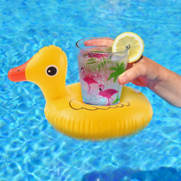2-pack Uppblåsbar Anka Pool Float med Dryckeshållare - Rolig Badring för Barn & Vuxna, Sommar Vatten Lounge Flotte för Pool & Strand 2
