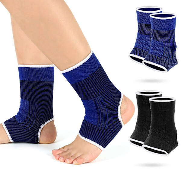 4 stycken/ 2 par barns ankelstöd kompressionsstrumpor för barn elastiska barn kompressionsstrumpor stickade ankelstöd stöd ankelstrumpa för jogging R Black Dark Blue 10-15 Years