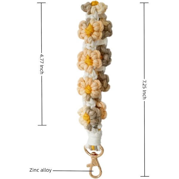 Macrame nyckelring handgjord handledsrem nyckel handledsband för nycklar söt blomma nyckelring nyckelring för kvinnor Multicolour4