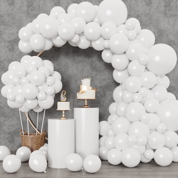 129 st vita ballonger i olika storlekar 18 12 10 5 tum för girlangbåge, latexballonger för fest födelsedagsfest bröllopsdag babyshowerfest White