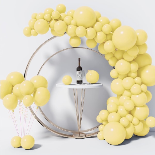 130 stk. Pastelgule balloner i forskellige størrelser 18\" 12\" 10\" 5\" Ballonbue guirlande sæt perfekt til fødselsdagsfest, dimission, babyshower, bryllup,De Pastel Yellow