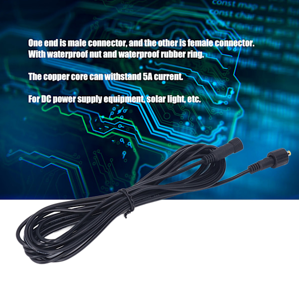 Solcelleforlængerkabel DC5.5x2.1mm 5 meter ledning ledning 12V 24V Universal