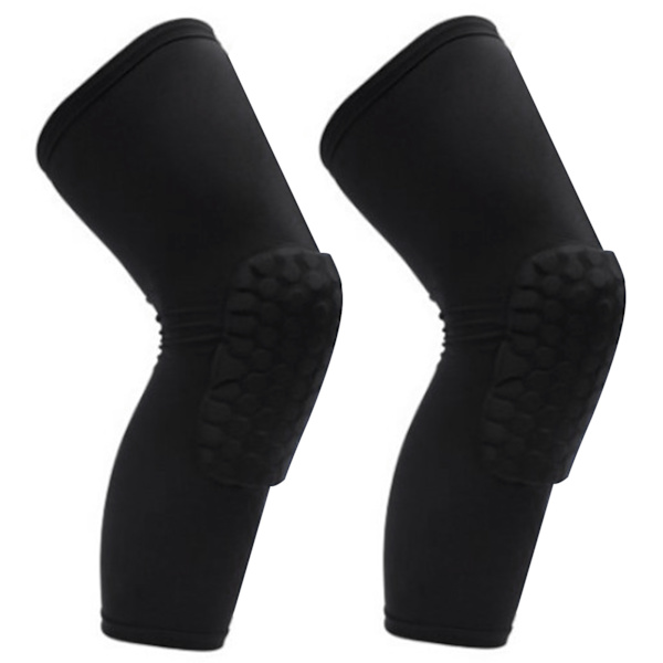 2PCS Knäskydd Unisex Förlängd Honeycomb Anti Kollision Kompressions Knäskydd för Basket Black M