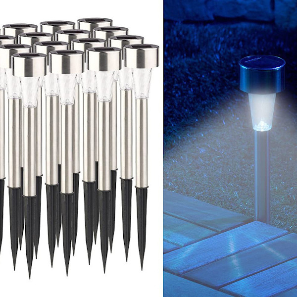 Set med 8 solcelle-plenlamper, utendørs hagelys, flerfargede parklys, hvitt lys