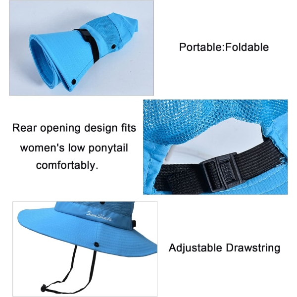 Solhat til kvinder og mænd 3u201d bred skygge UPF 50+ fiskeri strand spand hatte Skyblue Grey