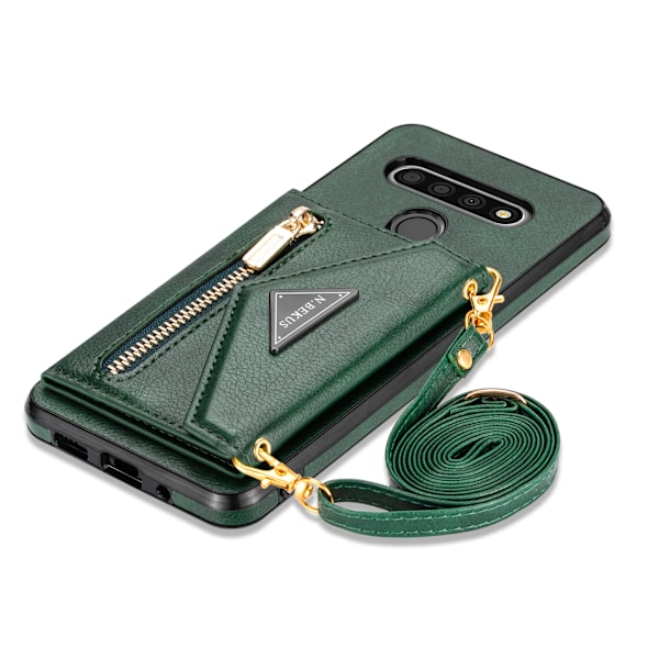 LG Stylo 6 Telefon Lommebok Deksel for Kvinner/Menn, Stylo 6 Deksel med Kortholder, Slank Lær Sammenleggbar Støtte Crossbody Veske med Skulderstropp