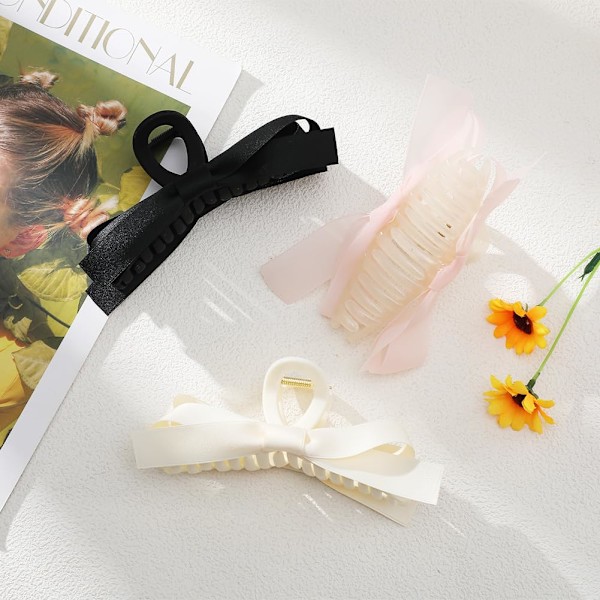 Hårklemme for kvinner og jenter, 2 stk. Kjærlighet Stor sklisikker Sterk Metall Sommerfugl Hårklemmer Glitrende Hold Hårklemme Hair Bow 3Pcs