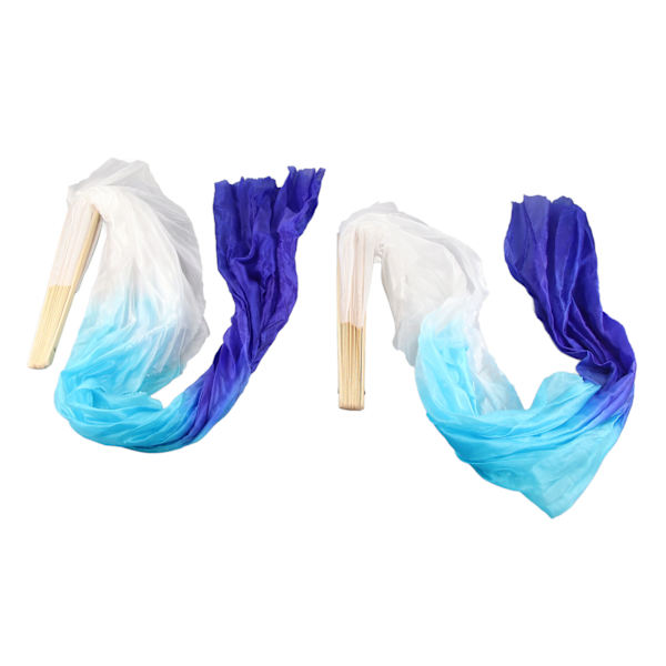 1 par långa dansfläktar mjuka vackra klassiska dansfläktar för magdansuppträdande lärande 1,5 m Lake Blue and Royal Blue